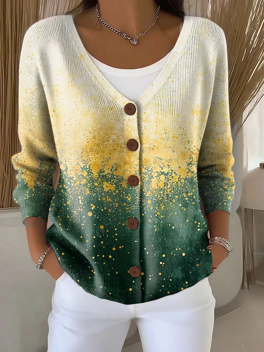 Women Christmas Cardigan Fashion Long Sleeve Button-Up Sweater Casual Streetwear
